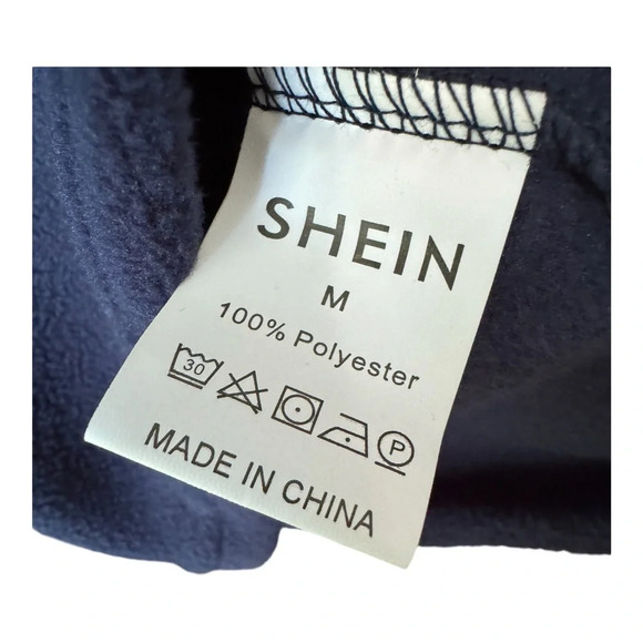 🔹5/$25🔹 SHEIN NEW Womens Blue Quarter Zip Fleece Long Sleeve Sweatshirt. Medium - Picture 3 of 9